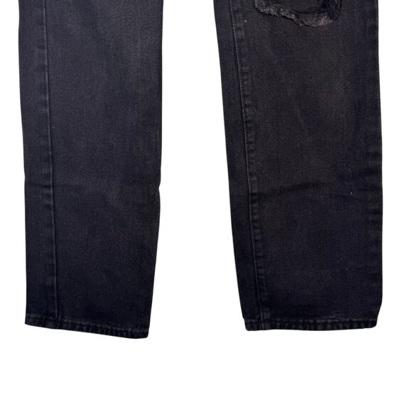 Shein Black Distressed Mom High Waisted Jeans Pants Straight Leg Grunge Punk S - Picture 4 of 7